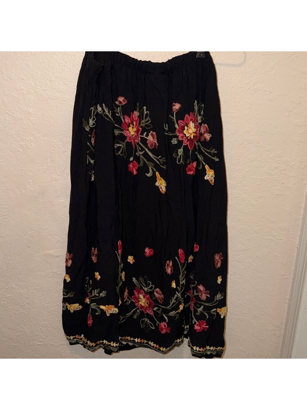 Vintage floral embroidered skirt cottagecore granny garden modest teacher - Picture 6 of 8